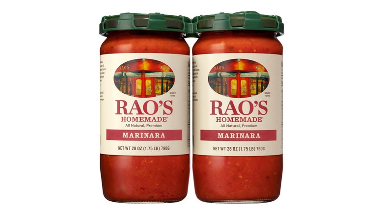 A two-pack of Rao's marinara sauce isolated on a white background