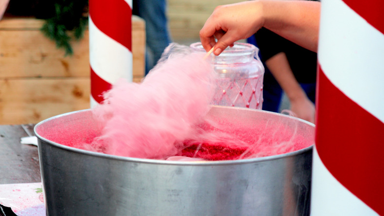 cotton candy in candy machine