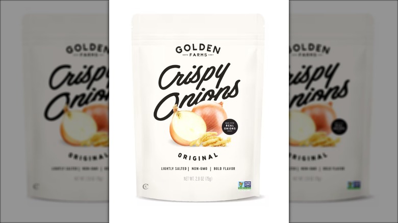 Bag of crispy onion snacks