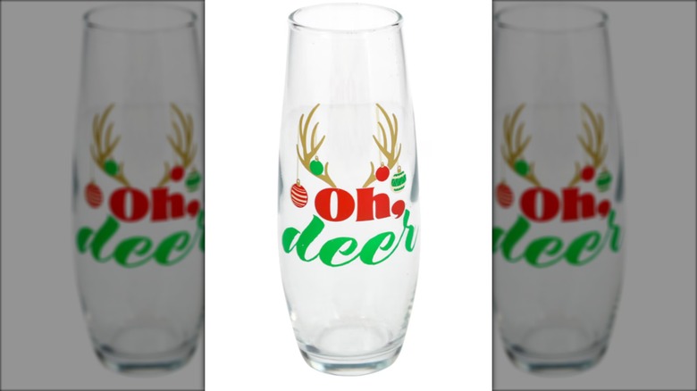 holiday themed fluted glass without stem