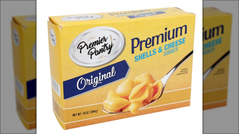 Package of Premier Pantry shells and cheese