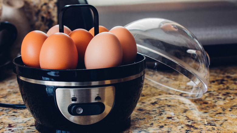 Electric egg cooker and eggs