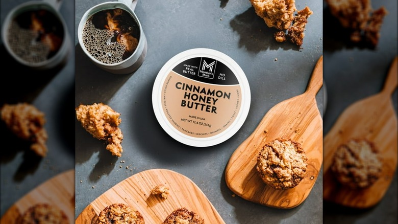 Cinnamon Honey butter with muffins and coffee