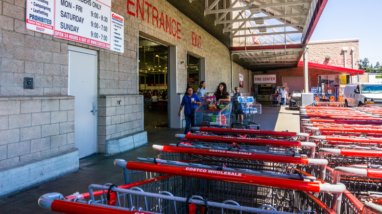 carts outside Costco entrance and exit
