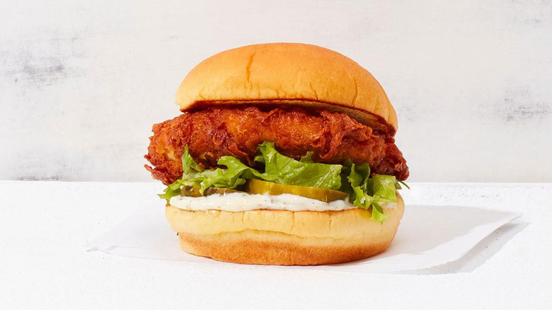 Fried chicken sandwich with lettuce