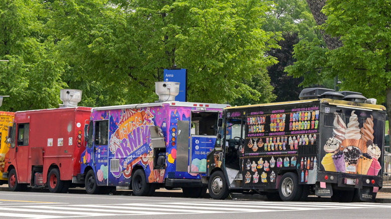 A row of food trucks