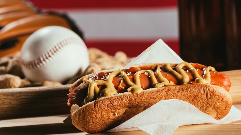 Hot dog and baseball