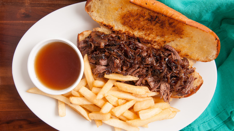 French dip sandwich with fries