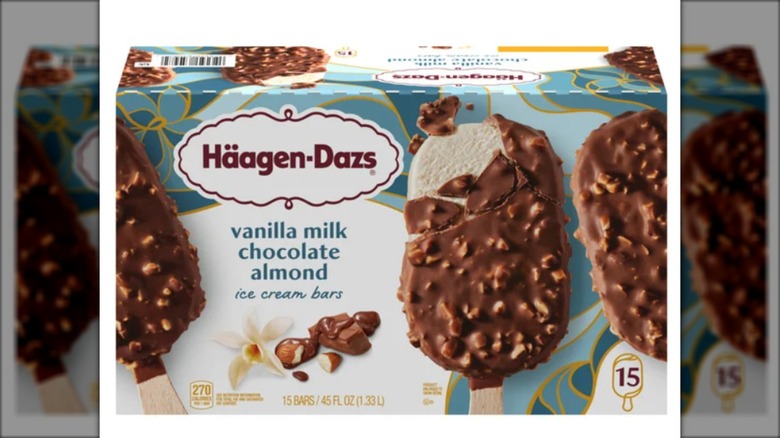 box of Häagen-Dazs vanilla milk chocolate almond ice cream bars