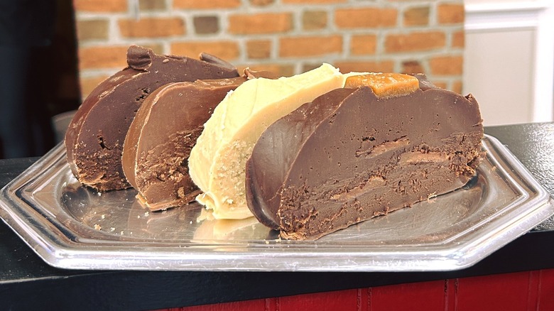 Assorted fudge on a silver tray