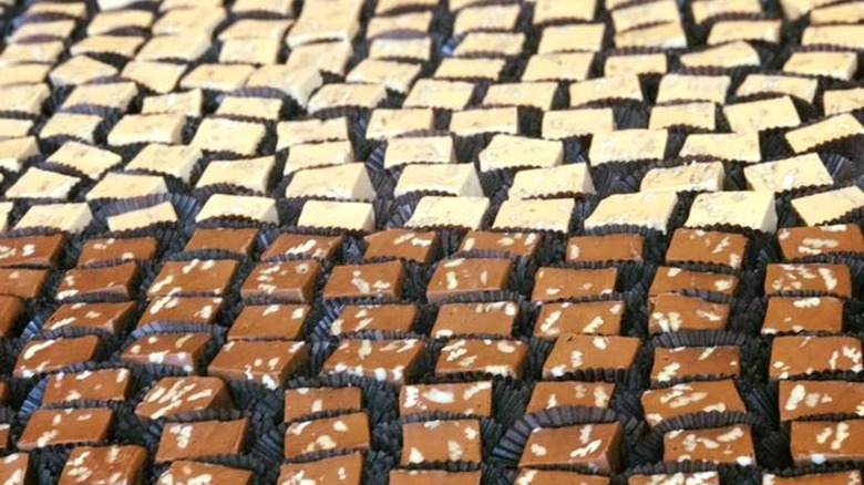 Rows of assorted mini fudge