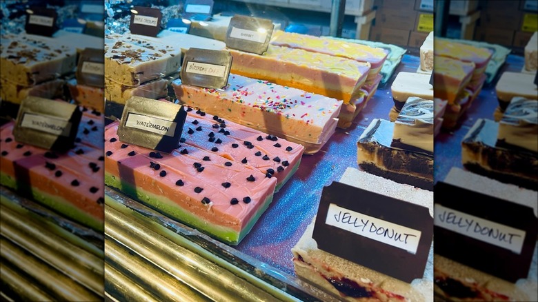 Various blocks of summer fudge on display