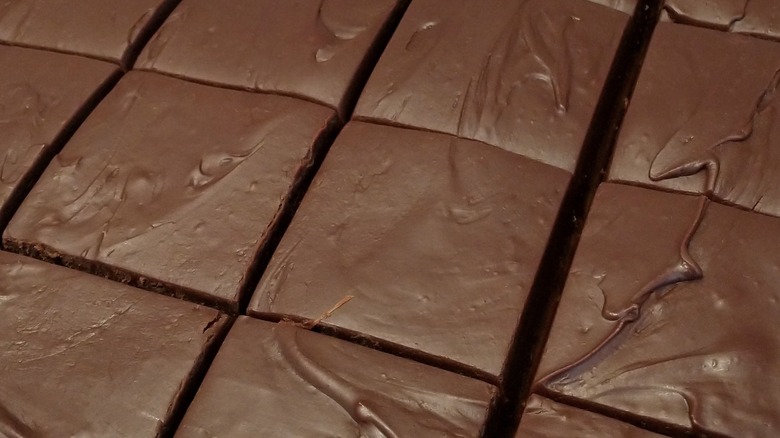 Sliced chocolate fudge
