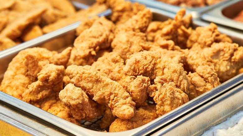 metal chicken tenders tray at Parker's Kitchen