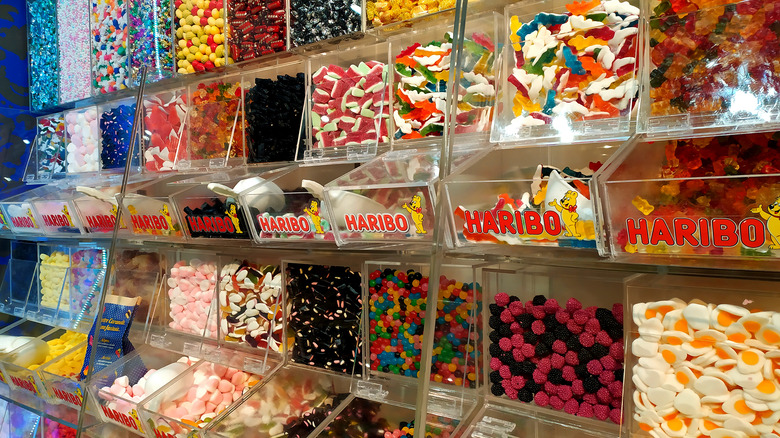 Shelf with various candies