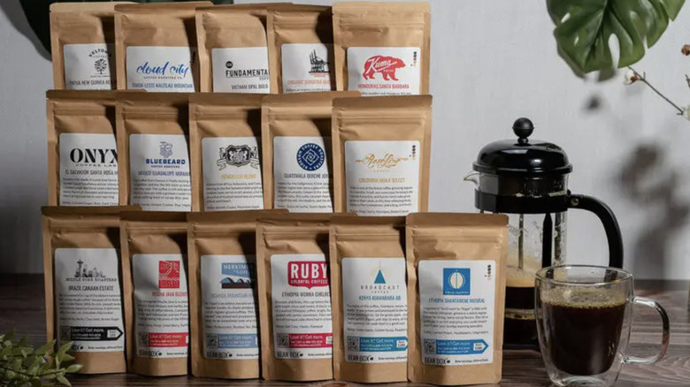 Pouches of coffee beans
