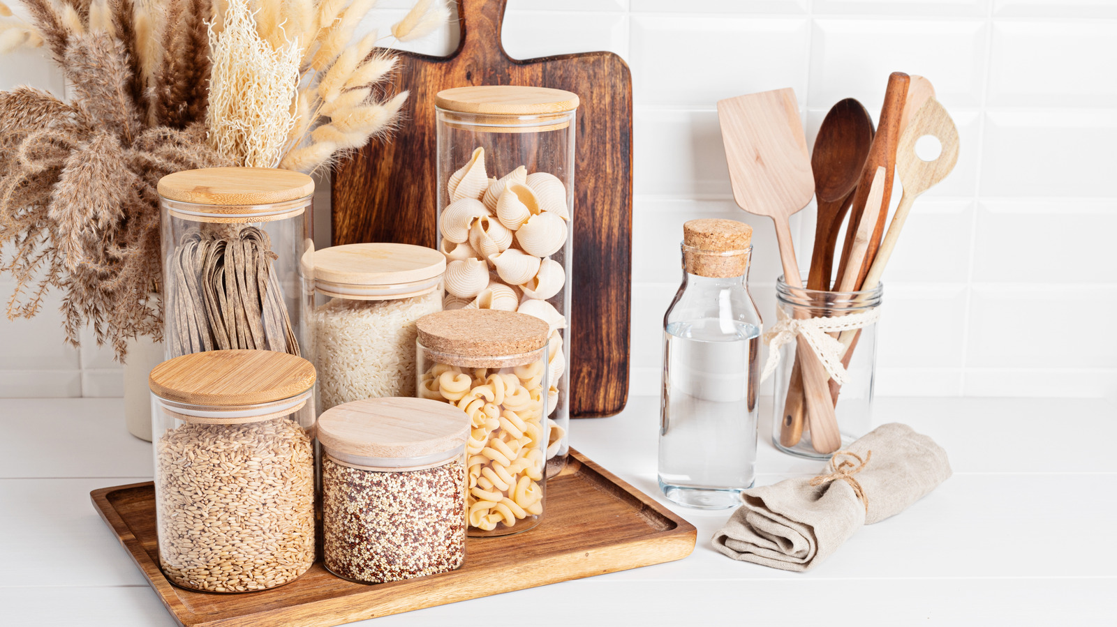 Stackable Glass Jars with Bamboo Tray, Glass Food Storage Containers with  Bamboo Lids, Glass Jars for Pantry Food Storage, Glass Canisters with