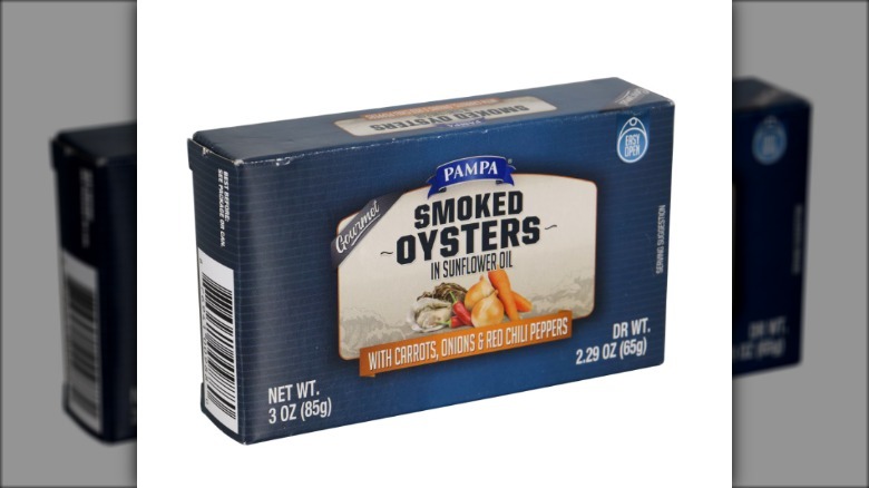 open tin of smoked oysters