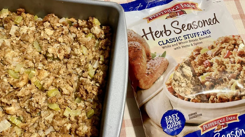 bag of premade stuffing with herbs