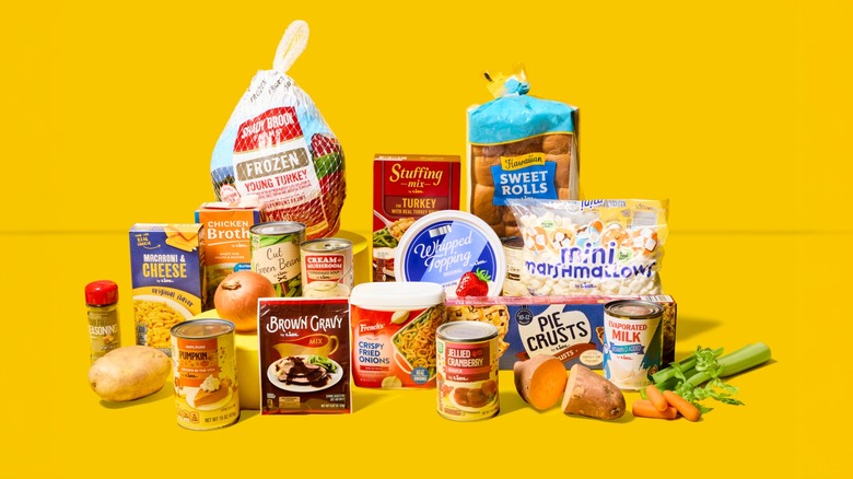 Assortment of food from Lidl's thanksgiving meal bundle