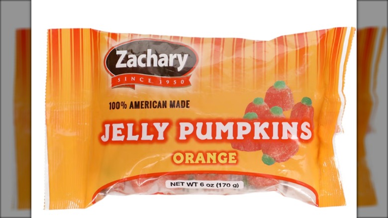Bag of orange flavored pumpkin shaped jelly candy