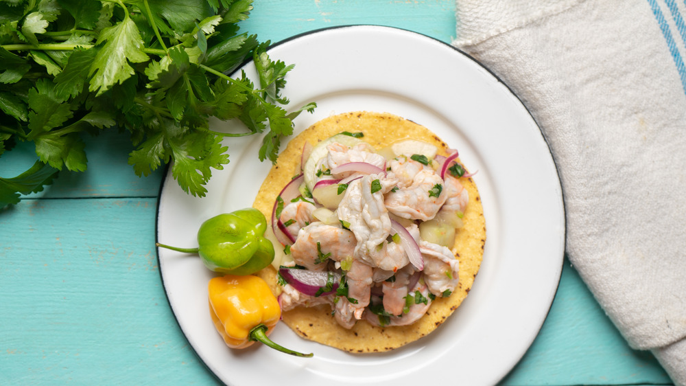 aguachile with cilantro