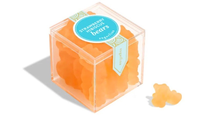 cube of pink gummy bears