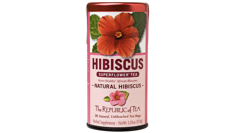 tin of hibiscus tea bags