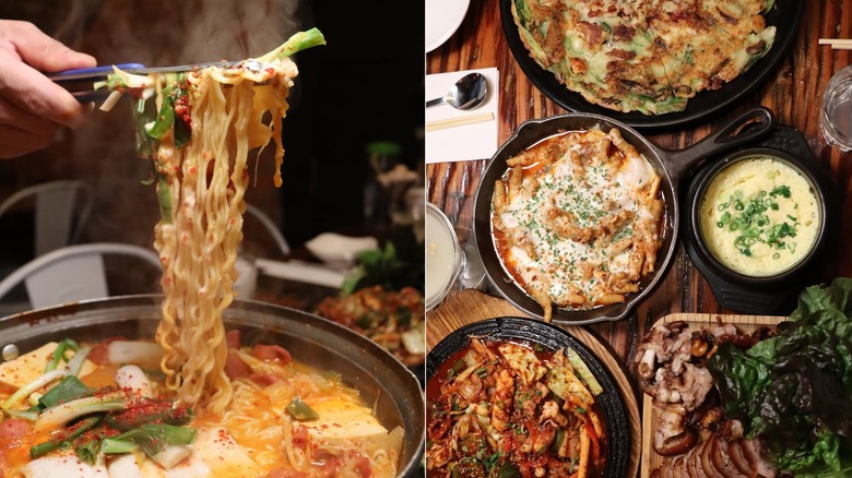 Popular dishes served at Bangia including Jeongol, savory pancakes, and other dishes.