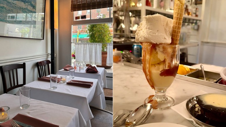 The dining room at Cafe Kestrel and the Schwedenbecher Sundae