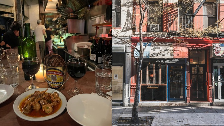 The inside and outside of Le French Diner