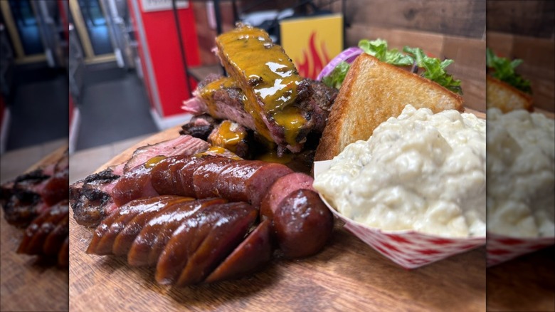 Food from Uncle Tony's Backyard Barbecue on a table