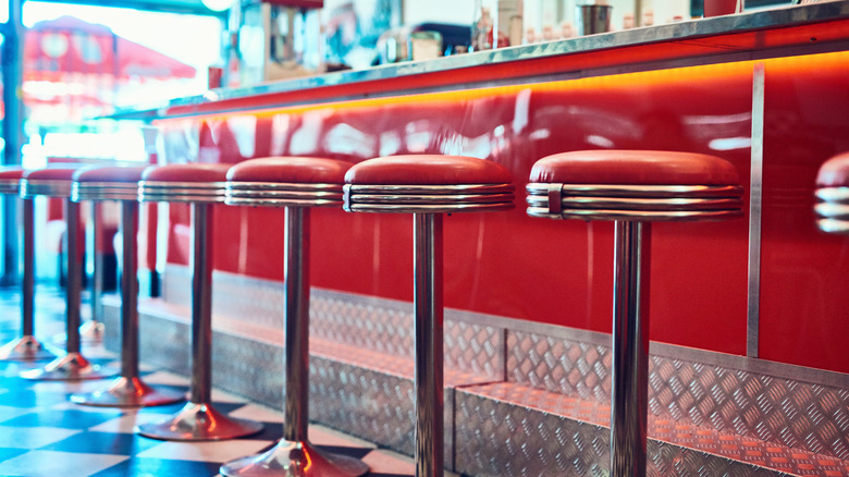 stools at an old fashioned diner