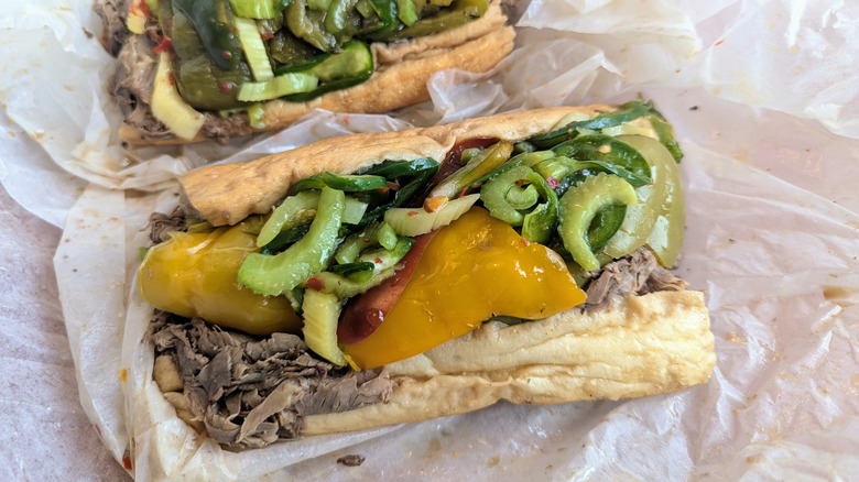 two italian beef sandwiches from jay's beef