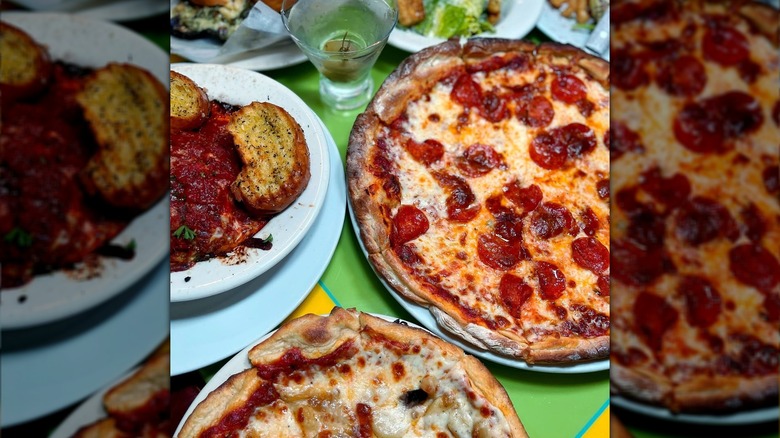 Katie's Restaurant & Bar's pepperoni pizza and pasta with garlic bread