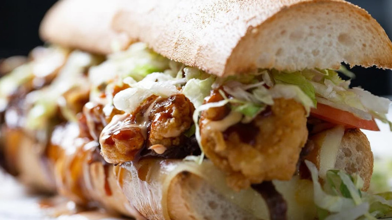 Close-up of Parkway Bakery and Tavern's James Brown po' boy