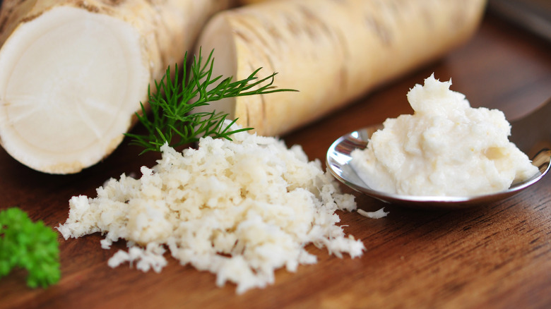 A spoonful of horseradish sauce