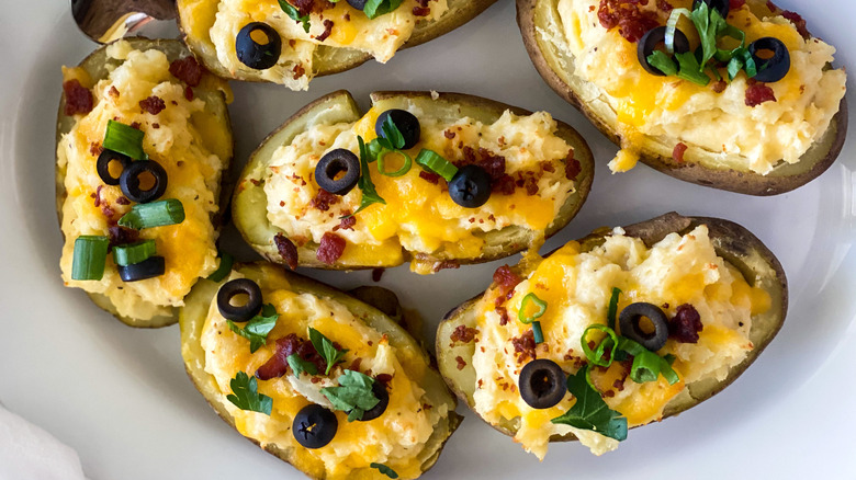 Instant Pot Twice-Baked Potatoes on a plate