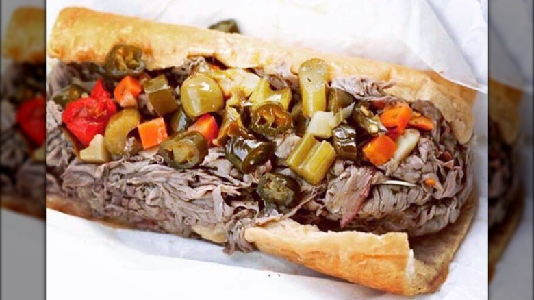 Mr. Beef's Italian sandwich