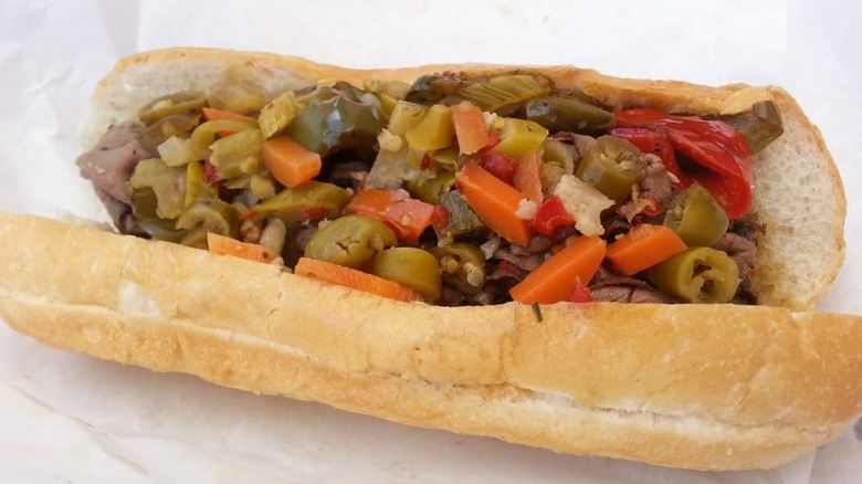 Italian beef sandwich from Blues City Deli