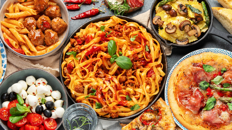 Assorted Italian dishes on a table