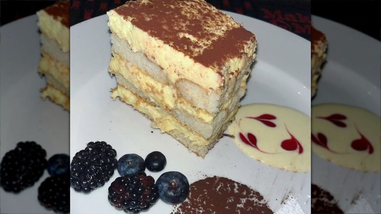 Multi-layer tiramisu with berries