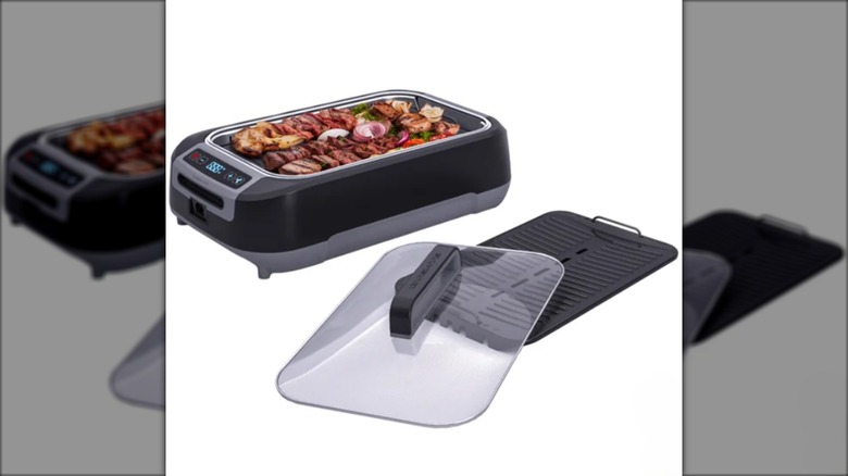 griddle appliance cooking meat and vegetables
