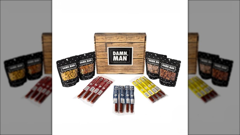 gift box with assorted nuts and jerky flavors