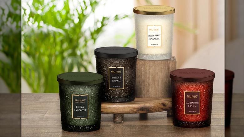 Four scented candles in assorted colors