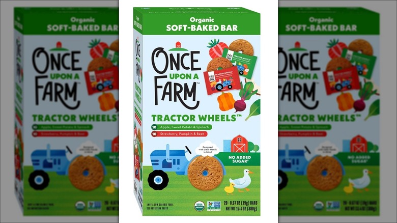 Box of soft baked fruit bars with apple, pumpkin, and other ingredients.