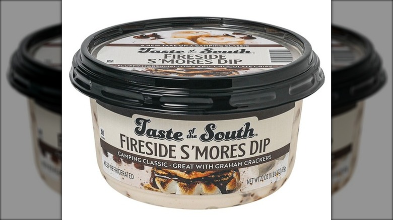 Container of s'mores flavored sweet dip.