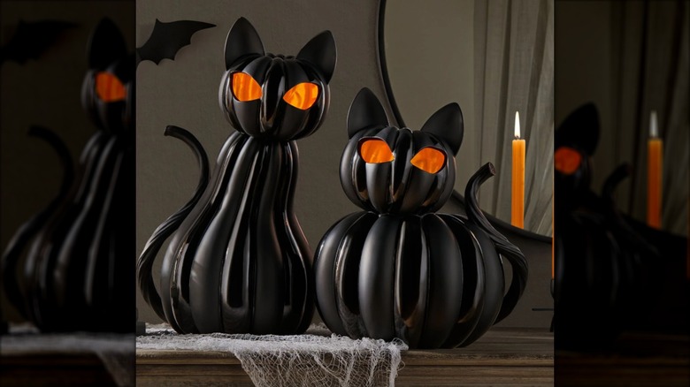 Two decorative black cats for Halloween