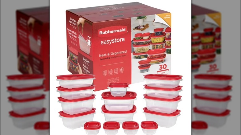 Assorted sizes of reusable kitchen storage containers.