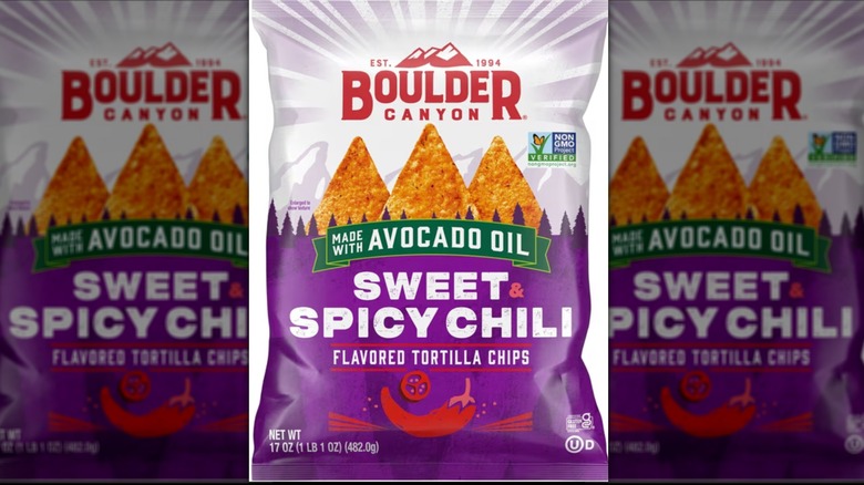 Bag of Boulder Canyon Sweet Spicy Chili flavored tortilla chips